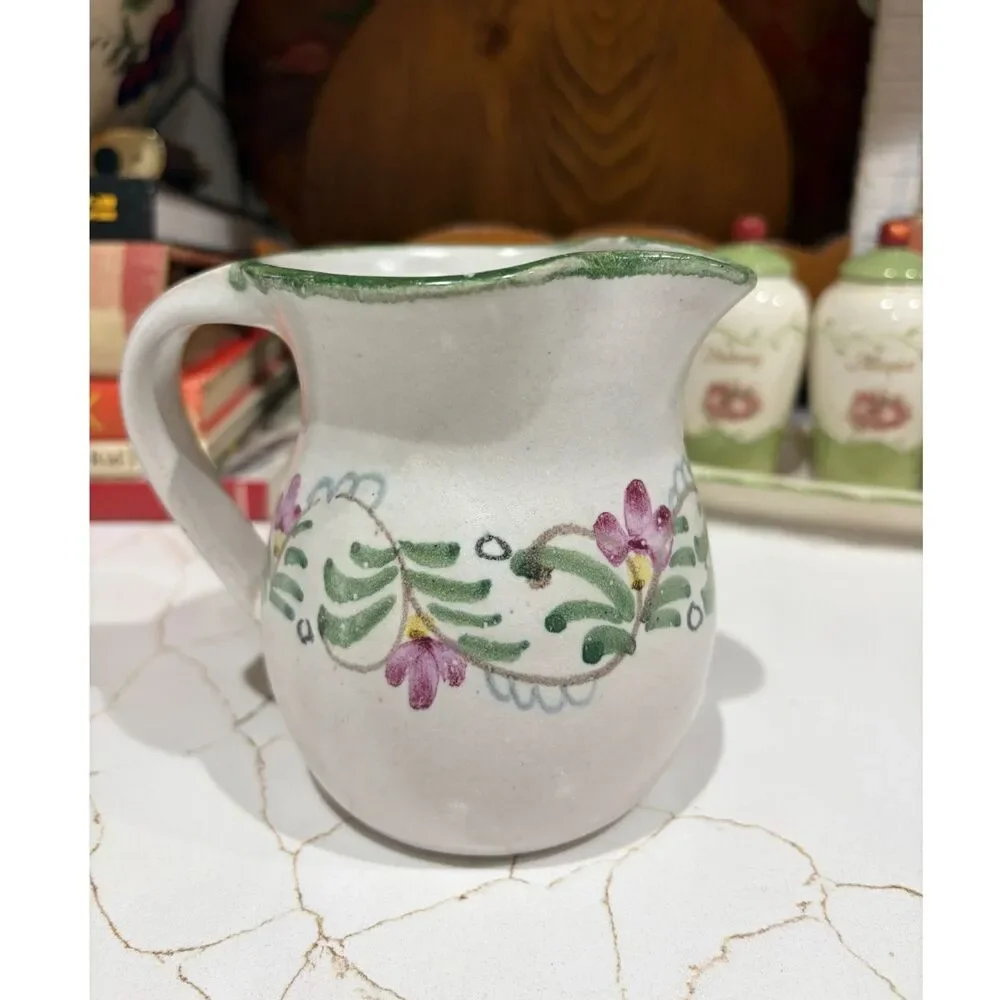 Vintage Berkshire Pottery‎ Floral Creamer Pitcher Cottagecore Farmhouse Pitcher